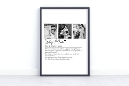Personalized Step Mom Print - Custom Definition Wall Art, Bonus Mom Gift, Thoughtful Stepmother Keepsake