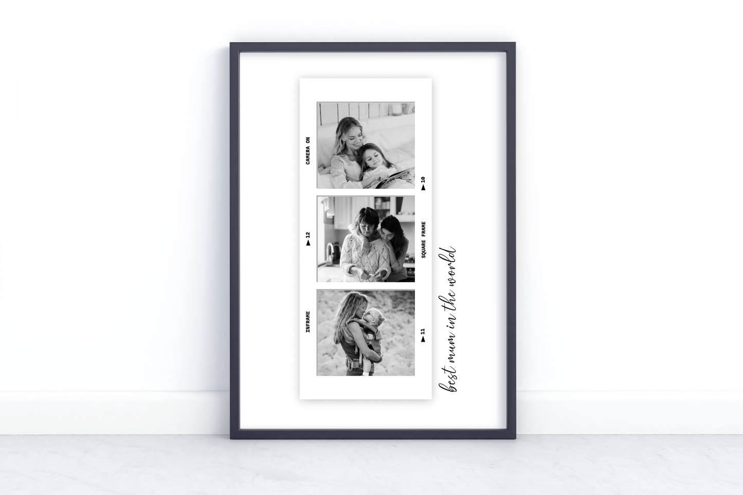 Personalized Film Strip Photo Print – Best Mum in the World – Custom Mother's Day Gift with Photos – Minimalist Photo Frame for Mom