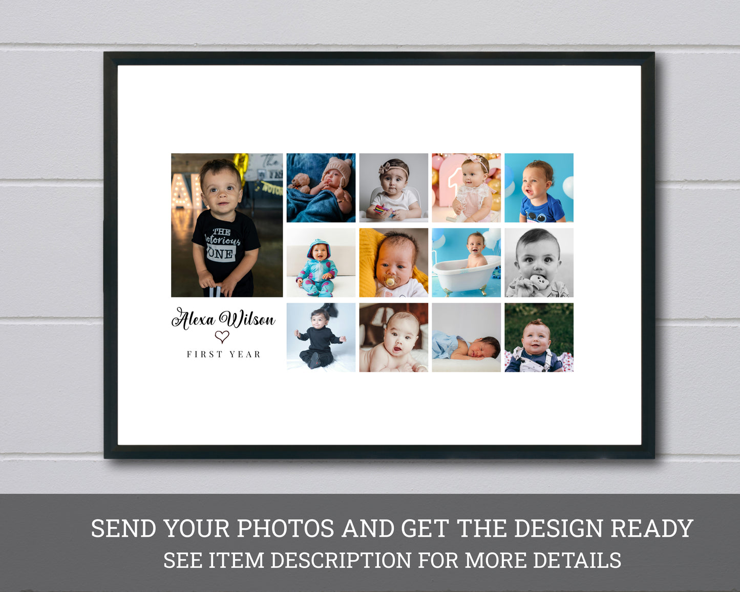 Personalized 1st Birthday Baby Photo Collage – Custom Keepsake Gift