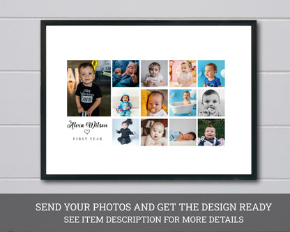 Personalized 1st Birthday Baby Photo Collage – Custom Keepsake Gift
