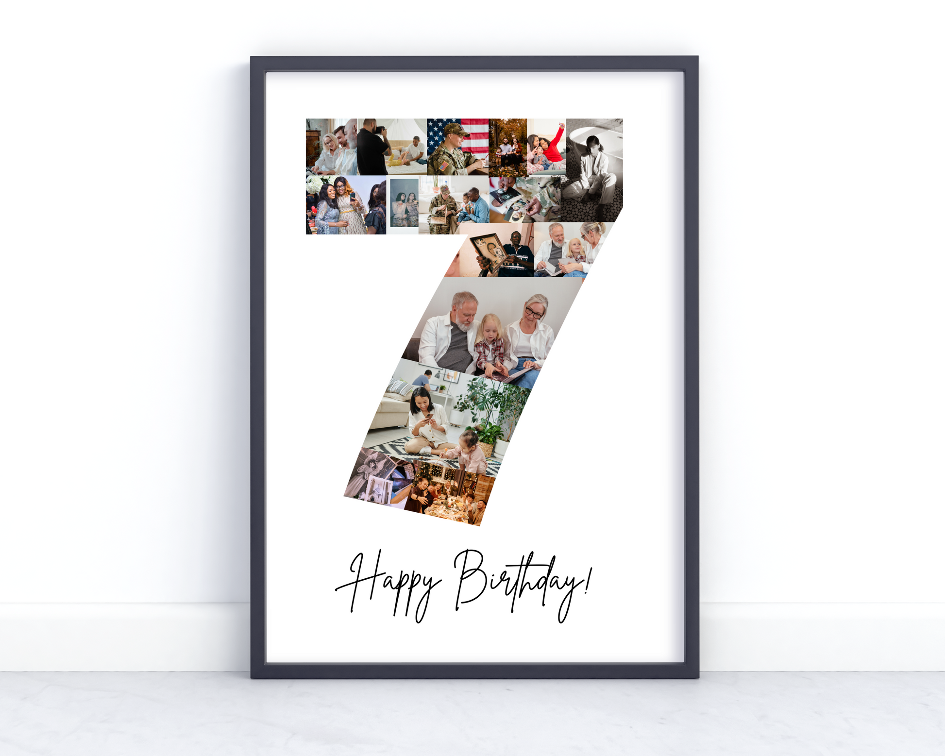 Custom 7th Birthday or Anniversary Photo Collage Gift - Personalized Design Printed on Canvas or Poster.