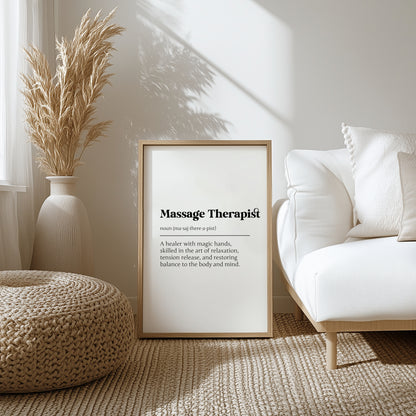Massage Therapist Definition Print - Personalized Spa Decor, Relaxation Wall Art, Gift for Massage Therapist