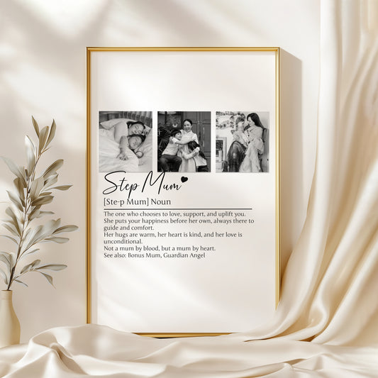 Personalized Step Mom Print - Custom Definition Wall Art, Bonus Mom Gift, Thoughtful Stepmother Keepsake