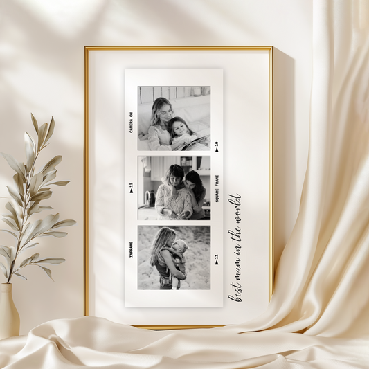 Personalized Film Strip Photo Print – Best Mum in the World – Custom Mother's Day Gift with Photos – Minimalist Photo Frame for Mom