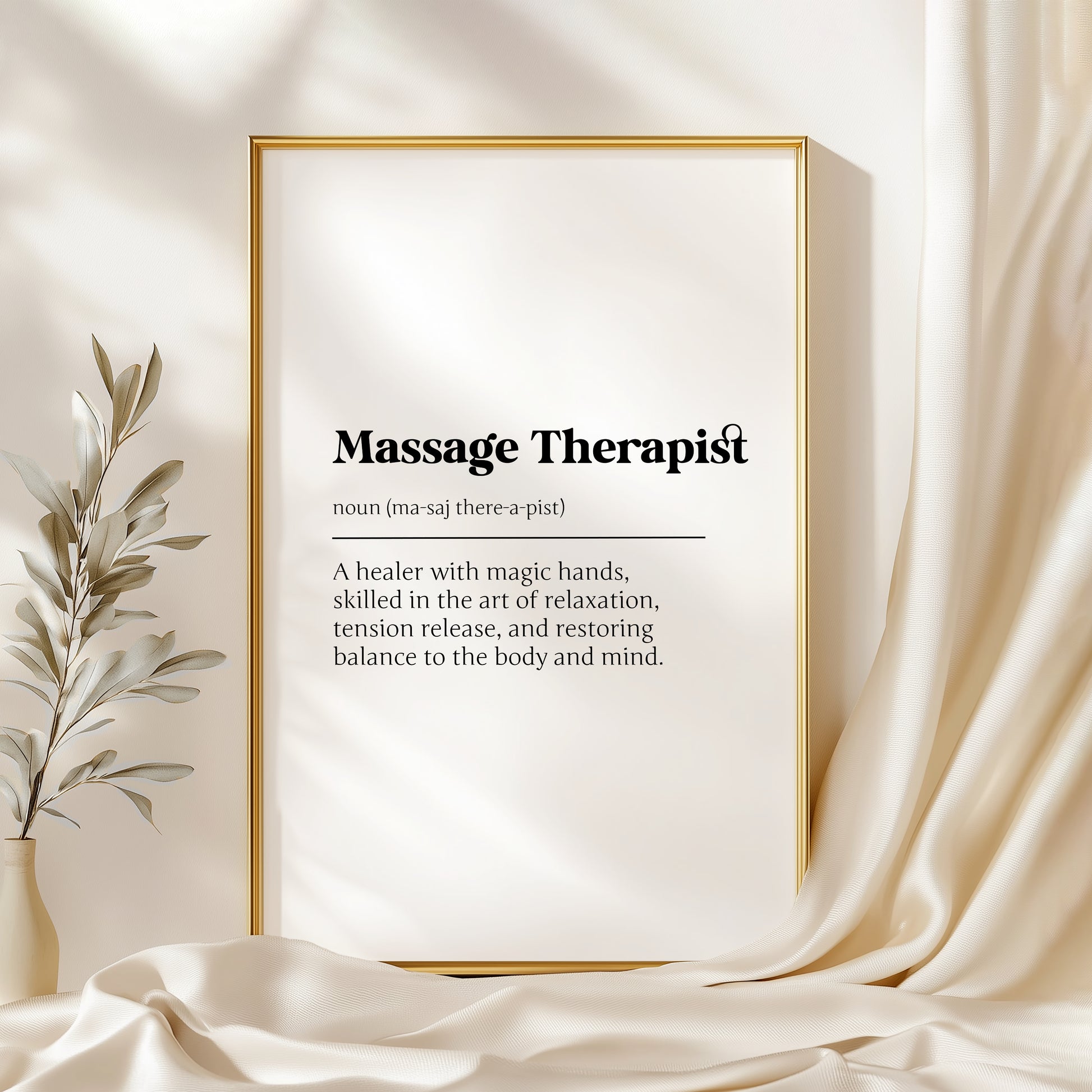 Massage Therapist Definition Print - Custom Spa & Wellness Center Decor, Relaxation Wall Art, Gift for Massage Therapist.