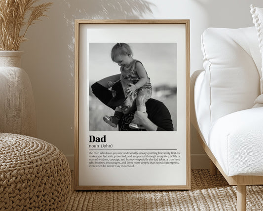 Personalized Dad Definition Print - Custom Keepsake with Meaningful Words and Stylish Typography for Father’s Day or Birthday Gift