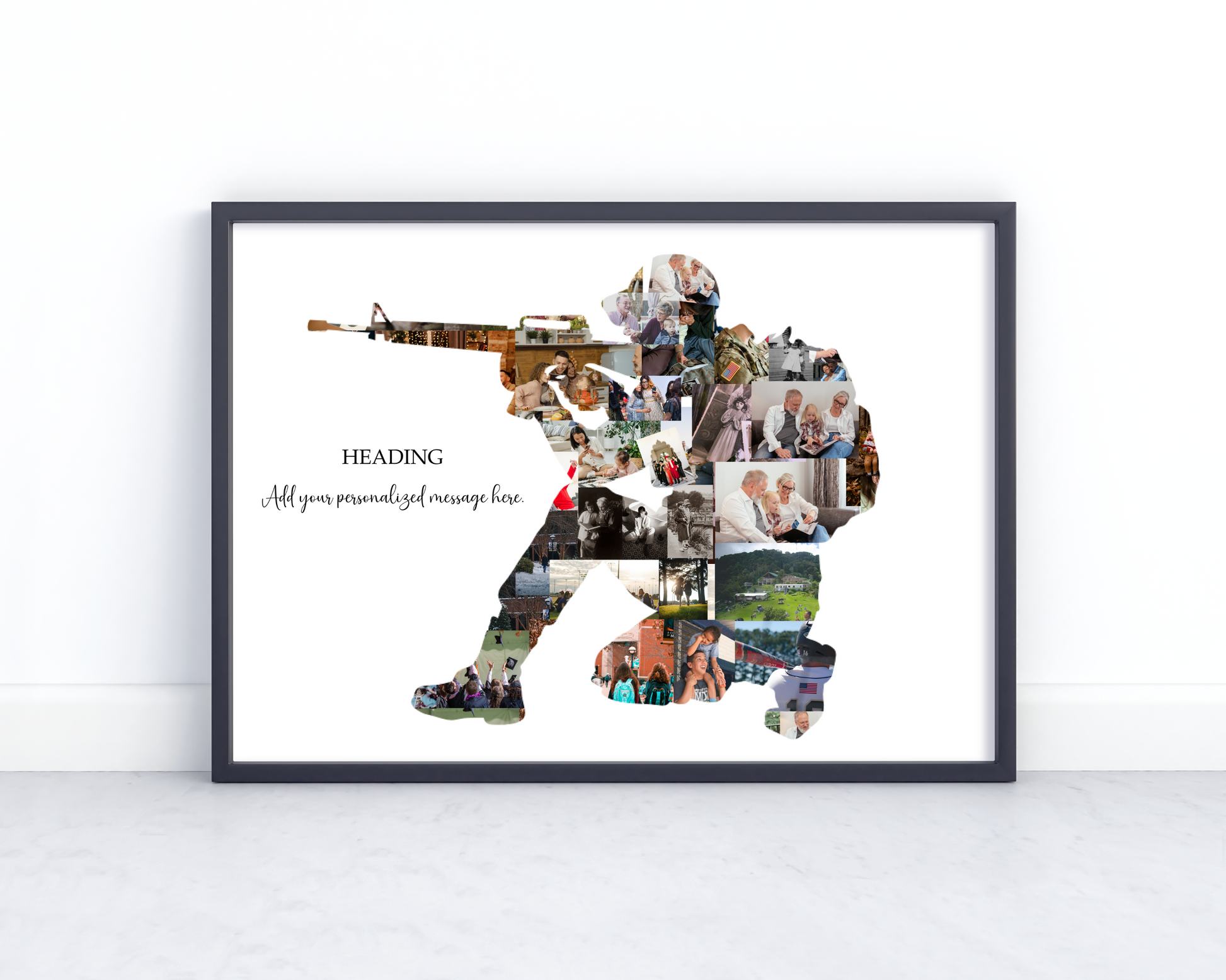 Personalized Military Gift - Custom Photo Collage for Soldiers, Husbands, Dads, and Boyfriends with Names and Date