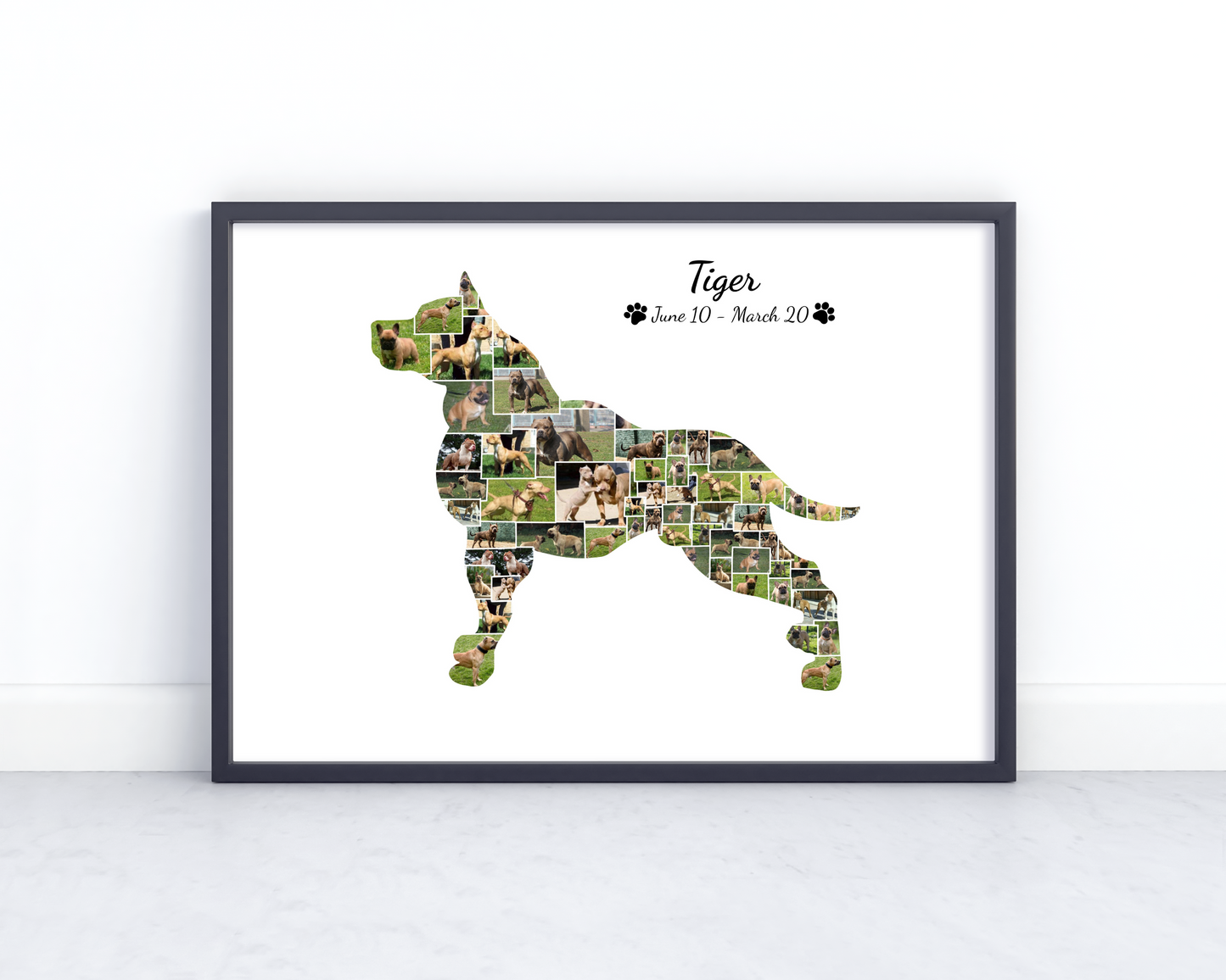 Personalized Pitbull Dog Wall Art - Custom Keepsake Featuring Your Pet's Photo and Name on Canvas or Poster.