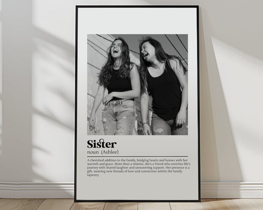 Personalized Sister Definition Print - Custom Gift for Sisters, Birthday Keepsake, Meaningful Wall Art