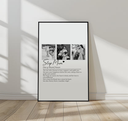 Personalized Step Mom Definition Print - Custom Bonus Mom Gift, Thoughtful Stepmother Keepsake, Modern Family Wall Art