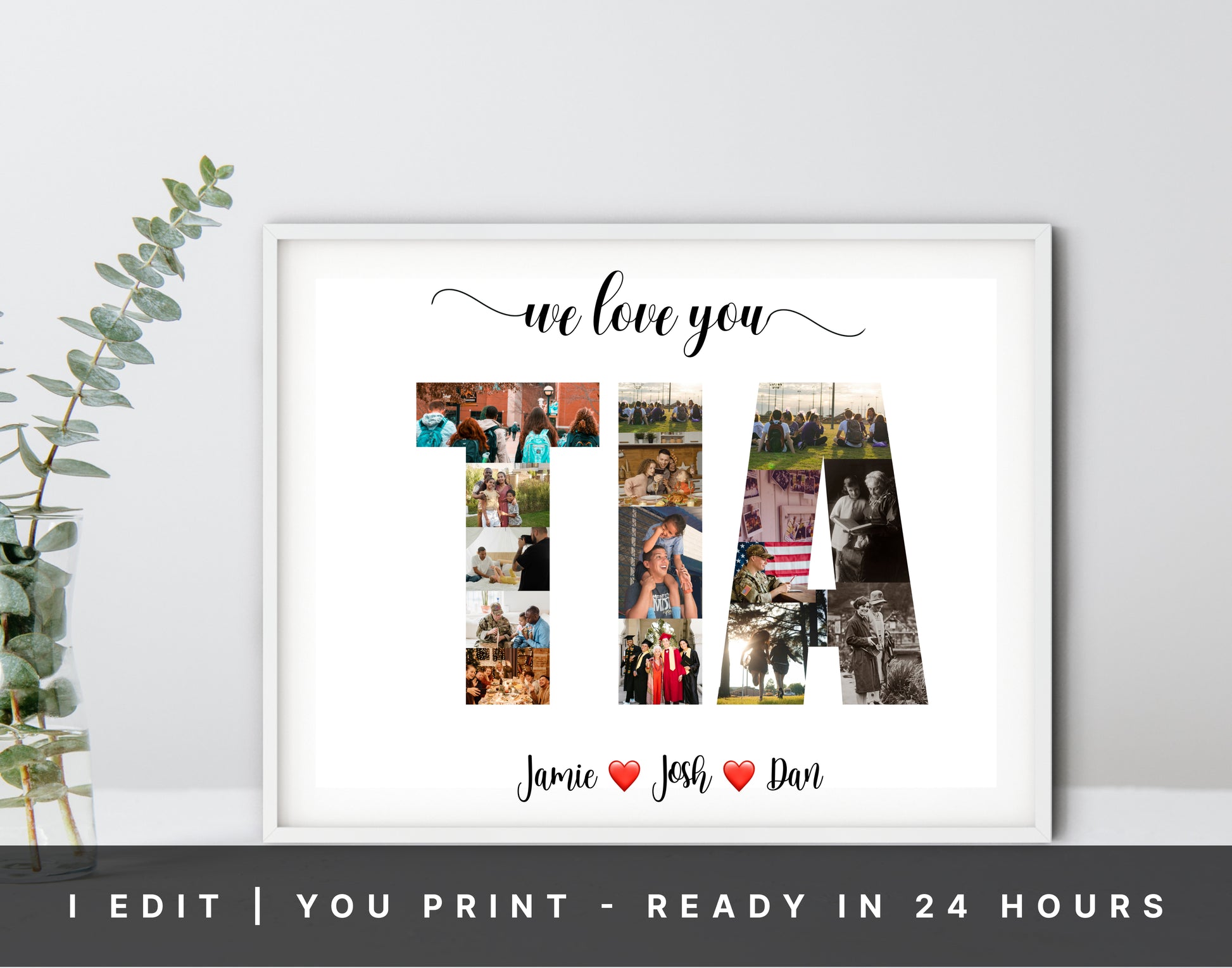 Personalized TIA Photo Collage Gift - Custom Keepsake with Family Photos on Canvas or Poster."

