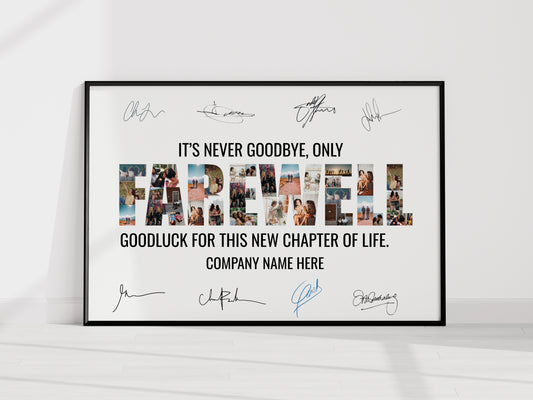 Personalized Farewell Photo Collage Gift – Custom Goodbye Print with Team Signatures & Photos