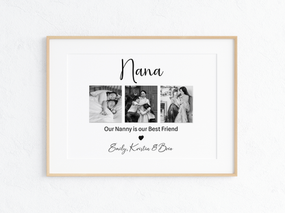 Custom Nanny Photo Print – "Our Nanny Is Our Best Friend" – Personalized Gift from Grandkids