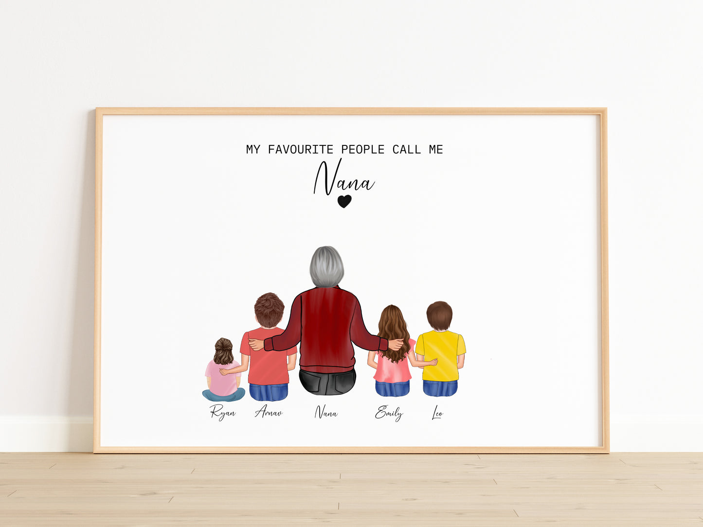 Personalized Nana Print - Custom Grandmother Gift, Family Portrait, Grandkids Gift, Mother's Day Wall Art