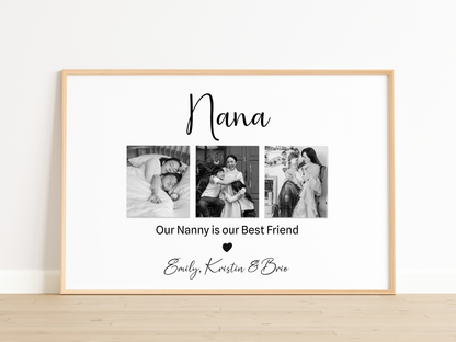 Custom Nanny Photo Print – "Our Nanny Is Our Best Friend" – Personalized Gift from Grandkids