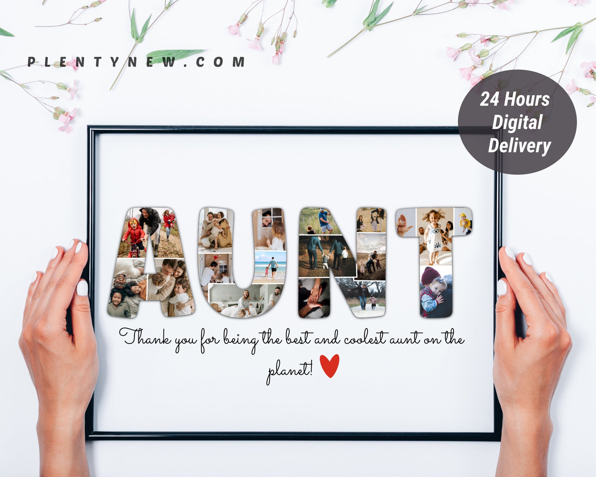 Custom Aunt Photo Collage Gift - Personalized Keepsake with Your Photos on Canvas or Poster.