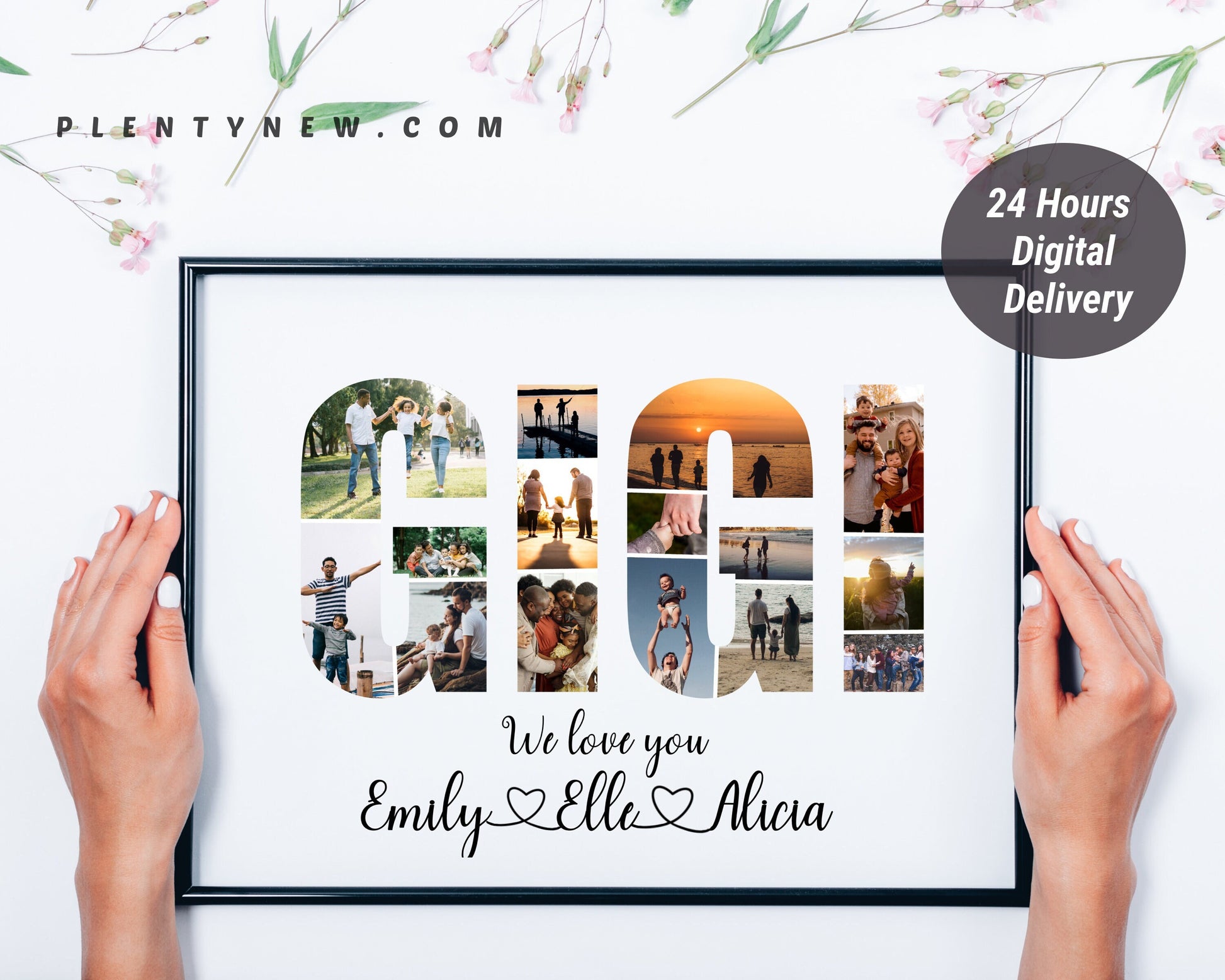 Custom Gigi Photo Collage Gift - Personalized Keepsake with Family Photos on Canvas or Poster.