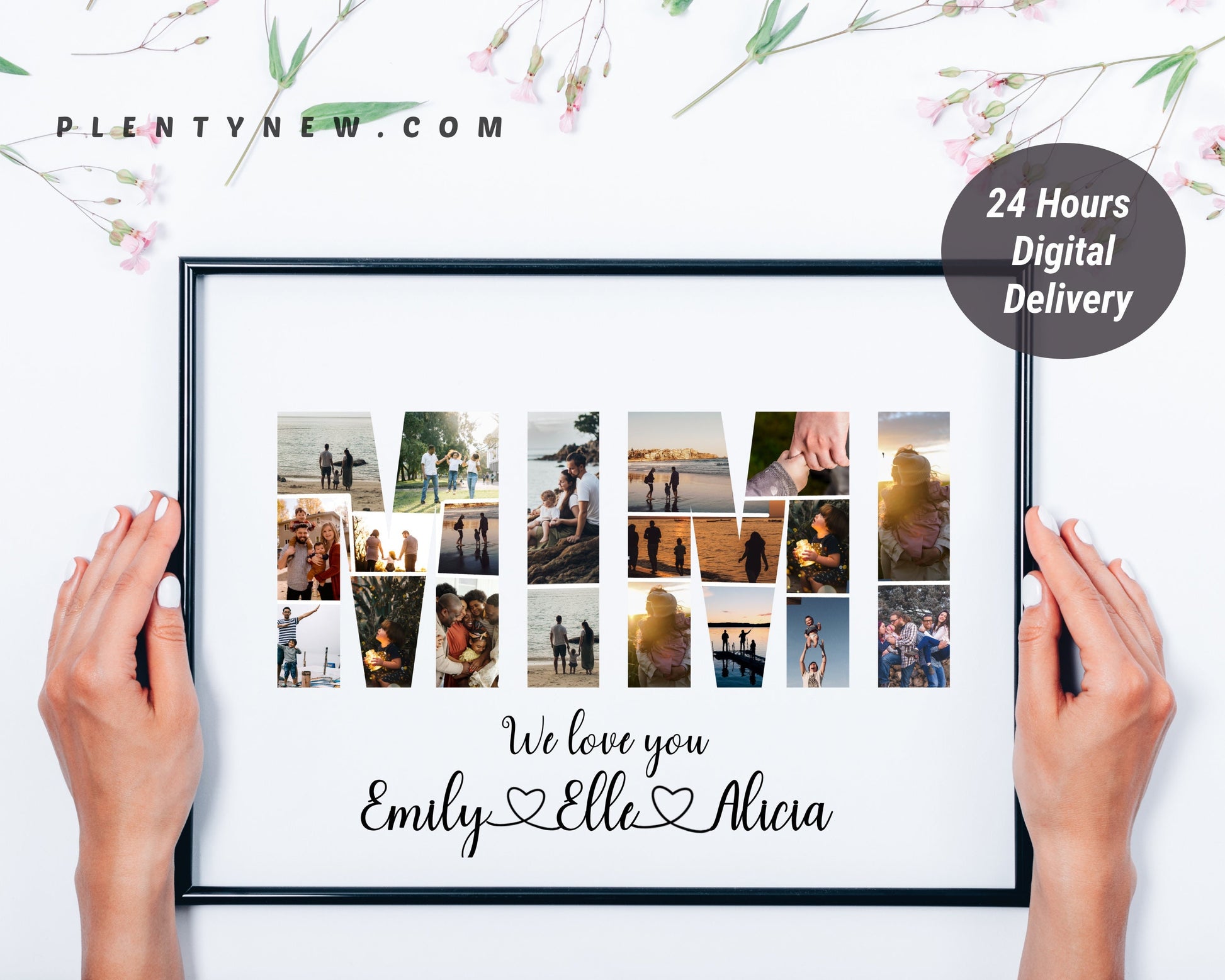 Custom Mimi Photo Collage Gift - Personalized Keepsake with Family Photos on Canvas or Poster.