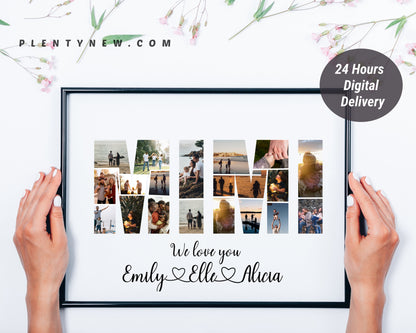 Custom Mimi Photo Collage Gift - Personalized Keepsake with Family Photos on Canvas or Poster.