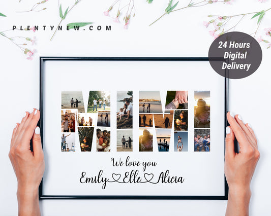 Custom Mimi Photo Collage Gift - Personalized Keepsake with Family Photos on Canvas or Poster.