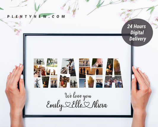 Personalized MAMA Photo Collage Gift - Custom Keepsake with Family Photos on Canvas or Poster.