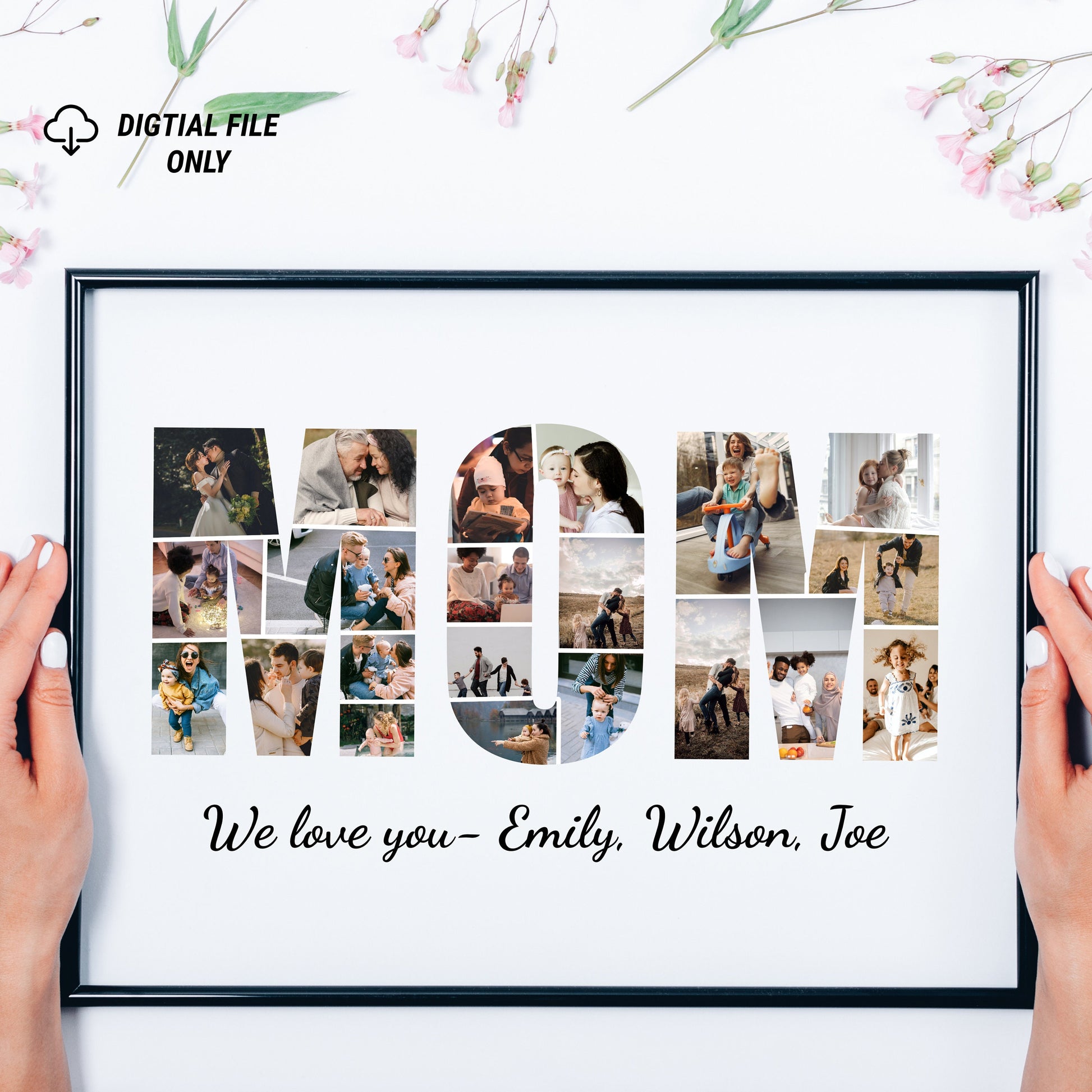 Personalized MOM Photo Collage Gift - Custom Keepsake with Family Photos on Canvas or Poster.