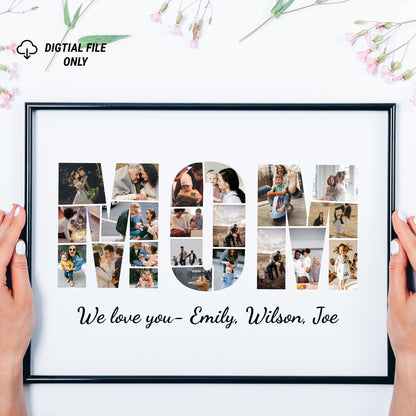 Personalized MOM Photo Collage Gift - Custom Keepsake with Family Photos on Canvas or Poster.