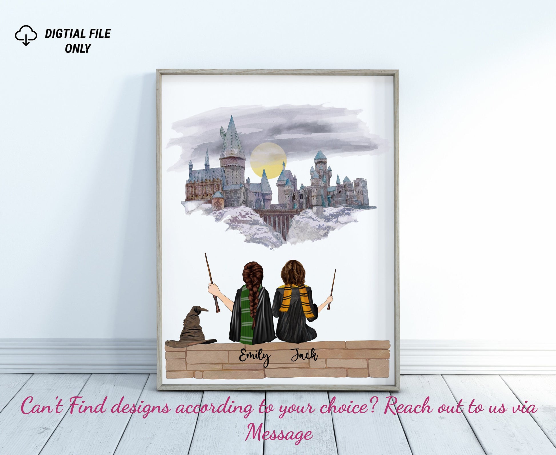 Personalized HP Wizard Custom Portrait Gift - Magical Keepsake Artwork for Fans on Canvas or Poster.