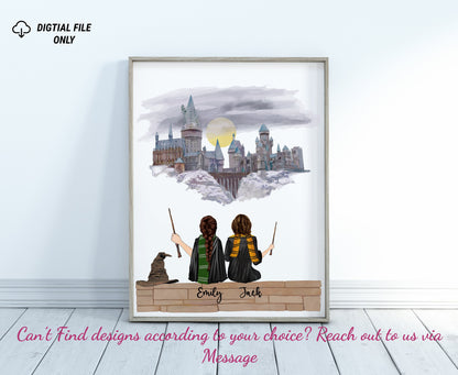 Personalized HP Wizard Custom Portrait Gift - Magical Keepsake Artwork for Fans on Canvas or Poster.
