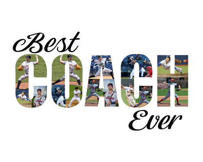 "Best Coach Ever Photo Collage Gift - Personalized Tribute for Sports and Mentorship"