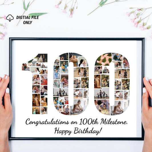 Personalized 100th Photo Collage – Custom Milestone Memory Gift