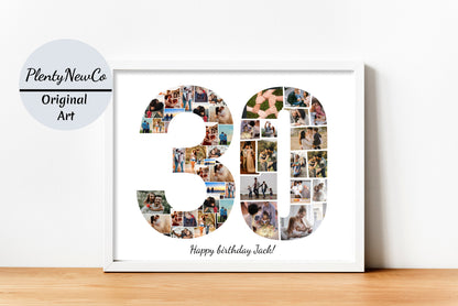 30th Birthday Photo Collage – Personalized Digital Photo Gift for Milestone Celebrations