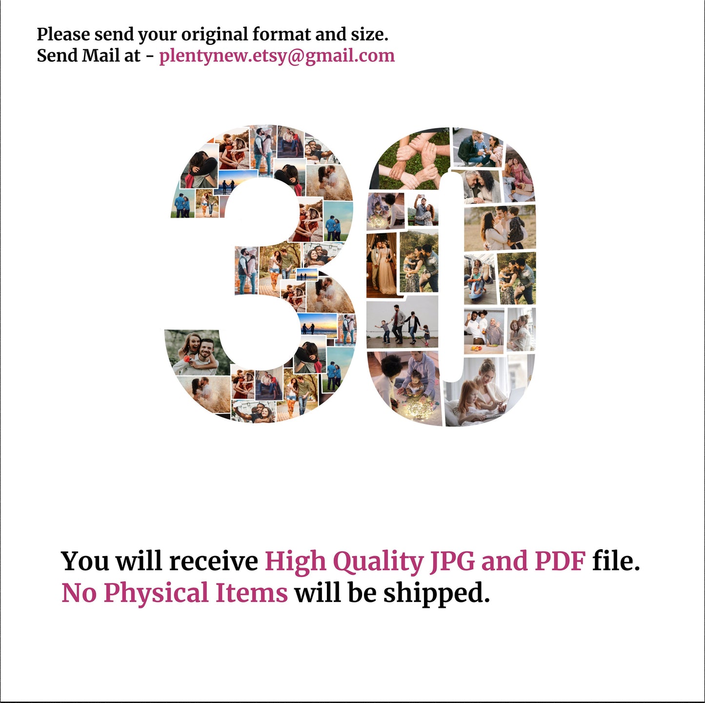 30th Birthday Photo Collage – Personalized Digital Photo Gift for Milestone Celebrations