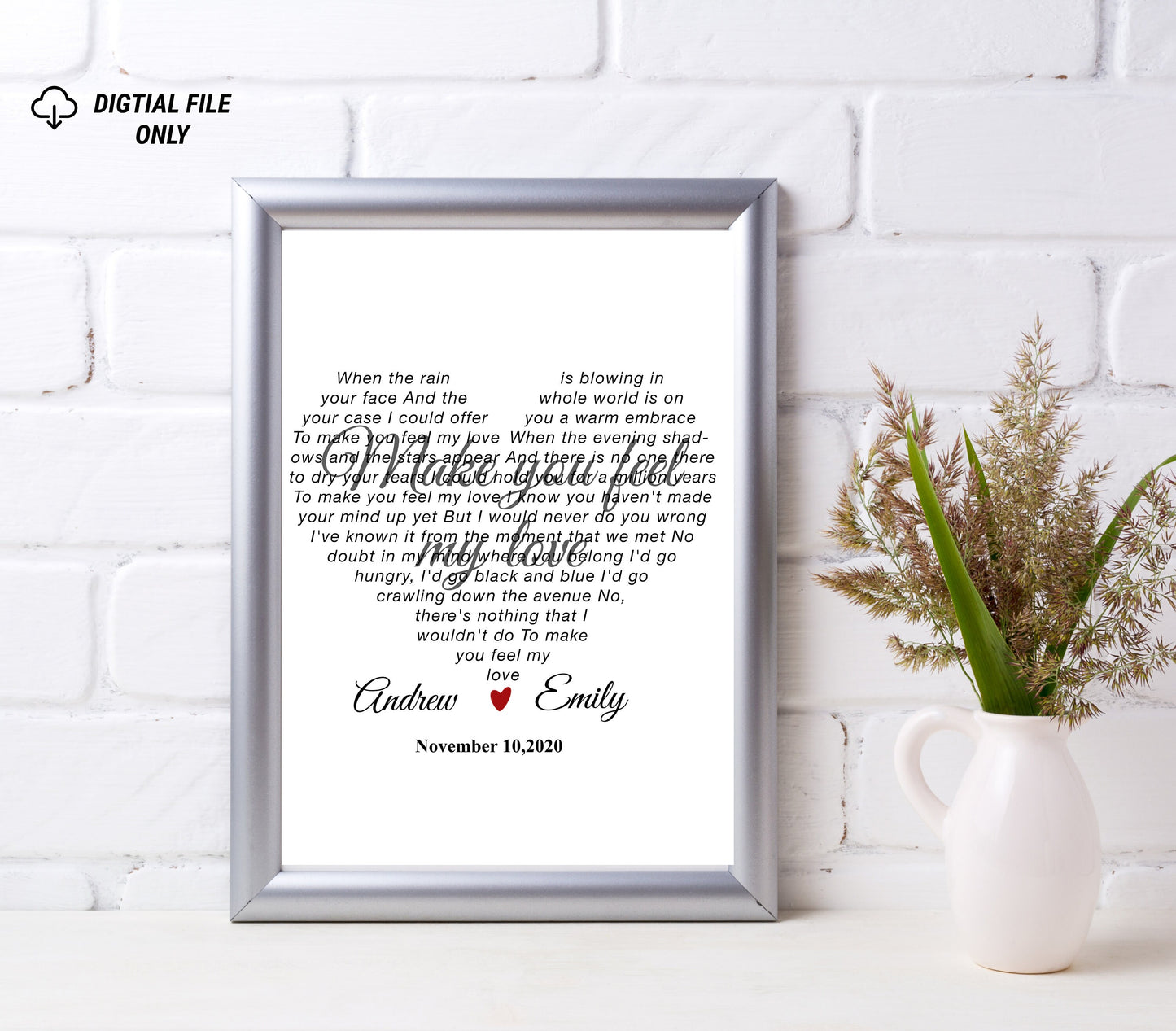 Personalized Heart-Shaped Song Lyrics Print - Custom Gift for Anniversaries or Birthdays