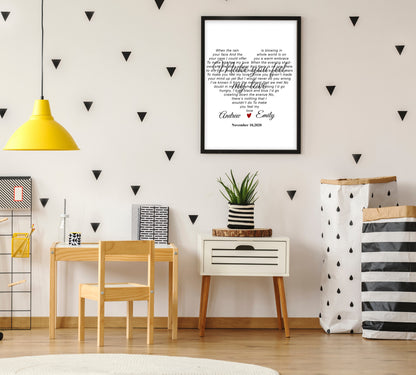 Personalized Heart-Shaped Song Lyrics Print - Custom Gift for Anniversaries or Birthdays