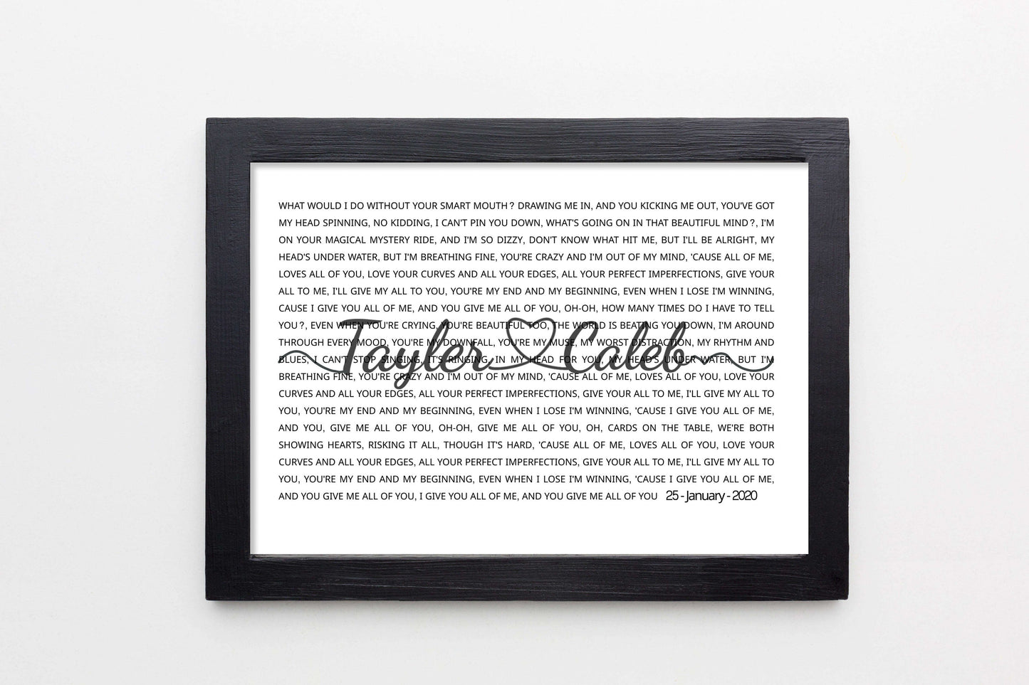 Personalized Song Lyrics Print - Custom Birthday or Anniversary Gift