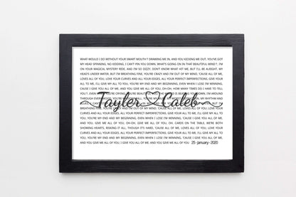 Personalized Song Lyrics Print - Custom Birthday or Anniversary Gift