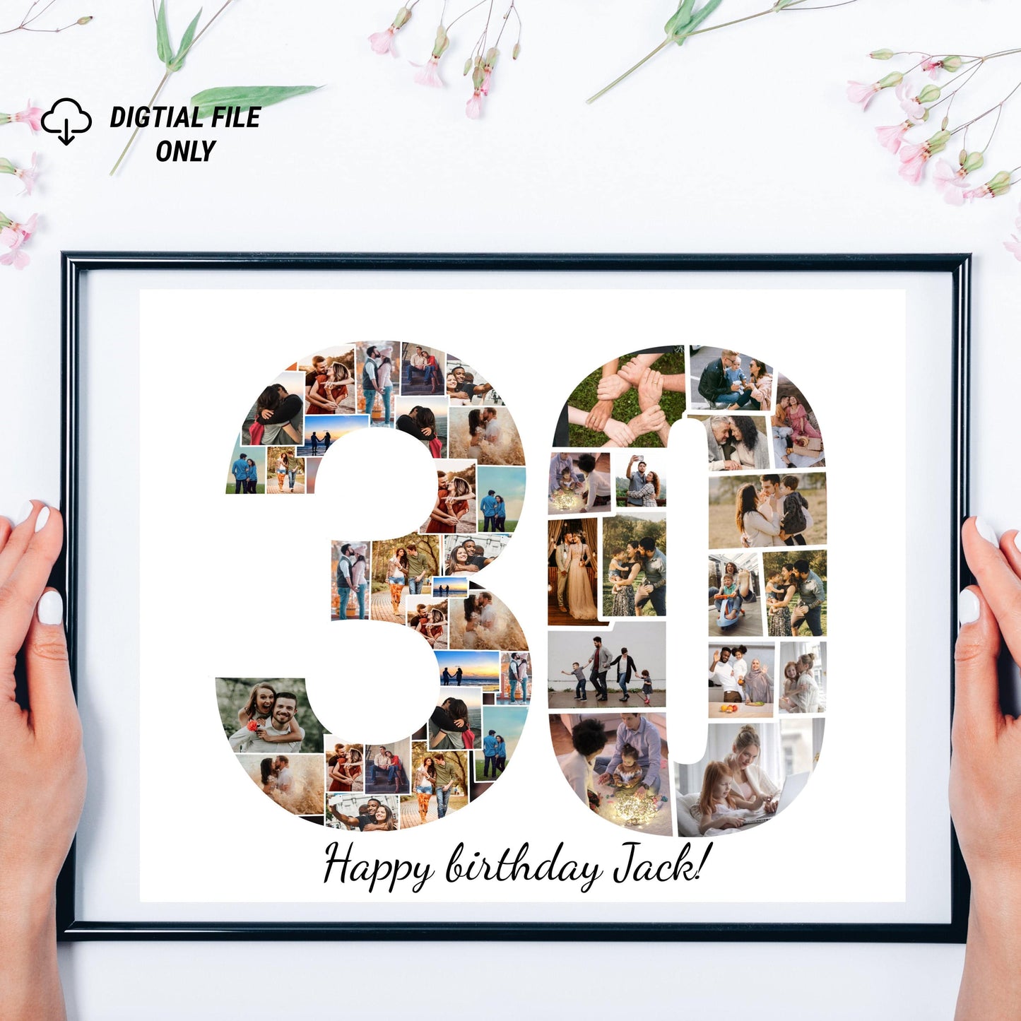 30th Birthday Photo Collage – Personalized Digital Photo Gift for Milestone Celebrations