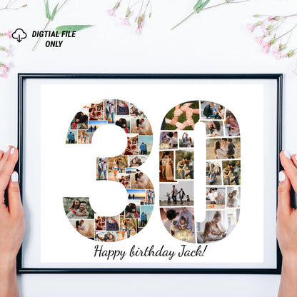 30th Birthday Photo Collage – Personalized Digital Photo Gift for Milestone Celebrations