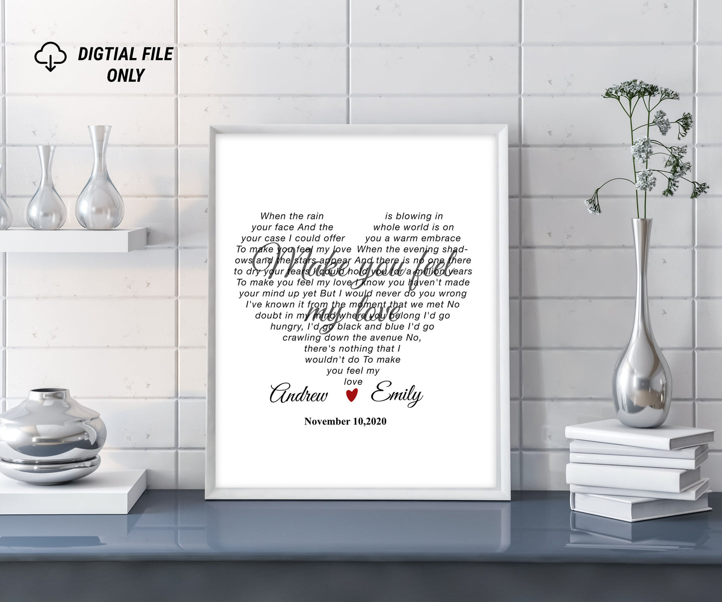 Personalized Heart-Shaped Song Lyrics Print - Custom Gift for Anniversaries or Birthdays