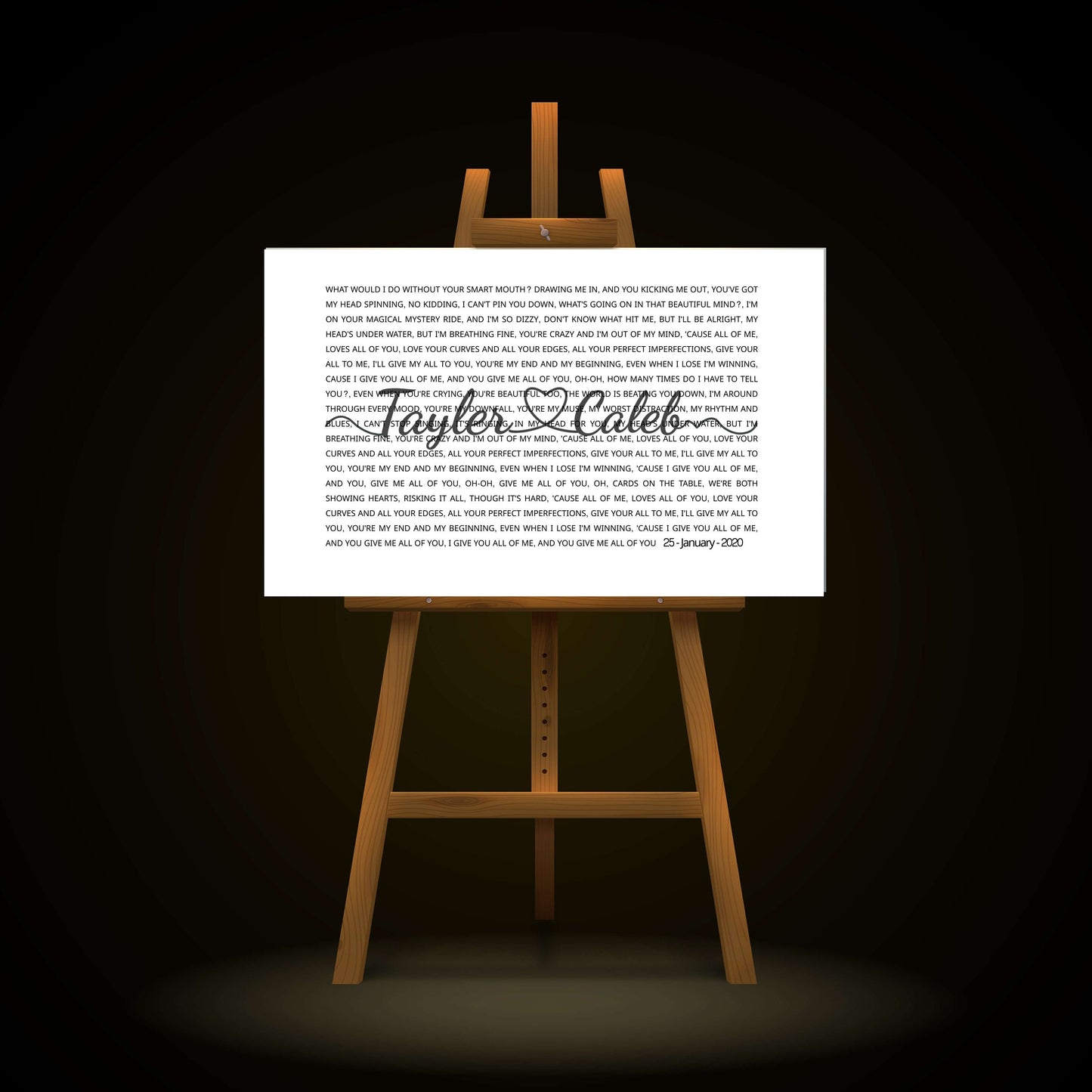 Personalized Song Lyrics Print - Custom Birthday or Anniversary Gift