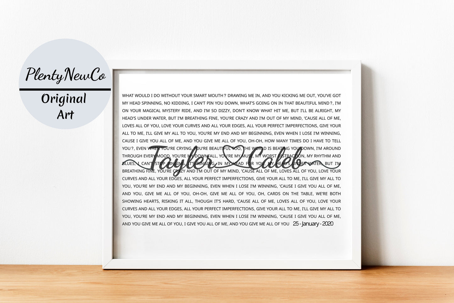 Personalized Song Lyrics Print - Custom Birthday or Anniversary Gift