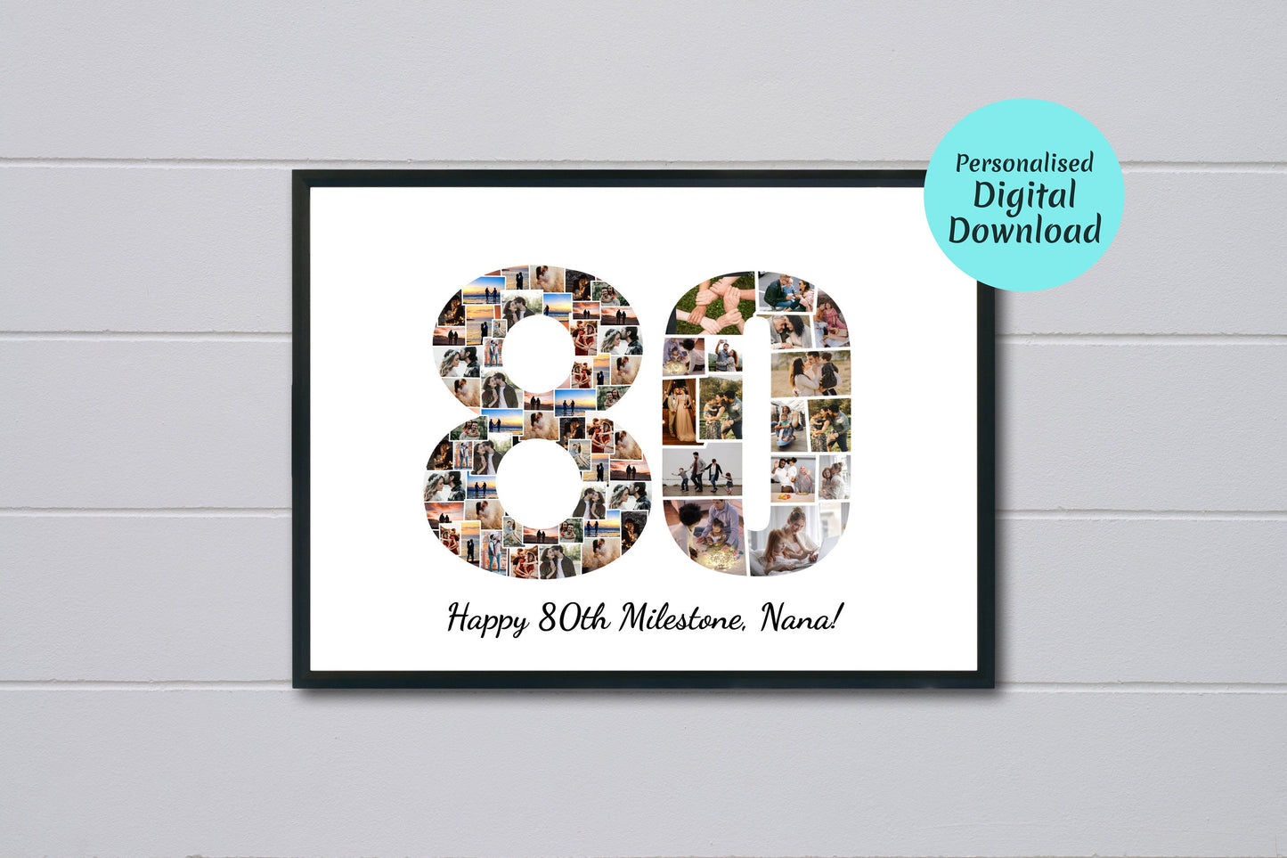 80th Birthday Gift Photo Collage – Personalized Digital Photo Keepsake