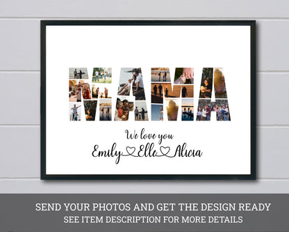 Personalized MAMA Photo Collage Gift - Custom Keepsake with Family Photos