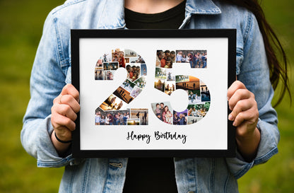 25th Birthday Photo Collage – Personalized Digital Photo Gift for Milestone Celebrations