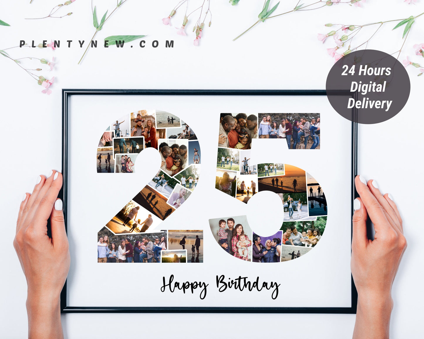 25th Birthday Photo Collage – Personalized Digital Photo Gift for Milestone Celebrations