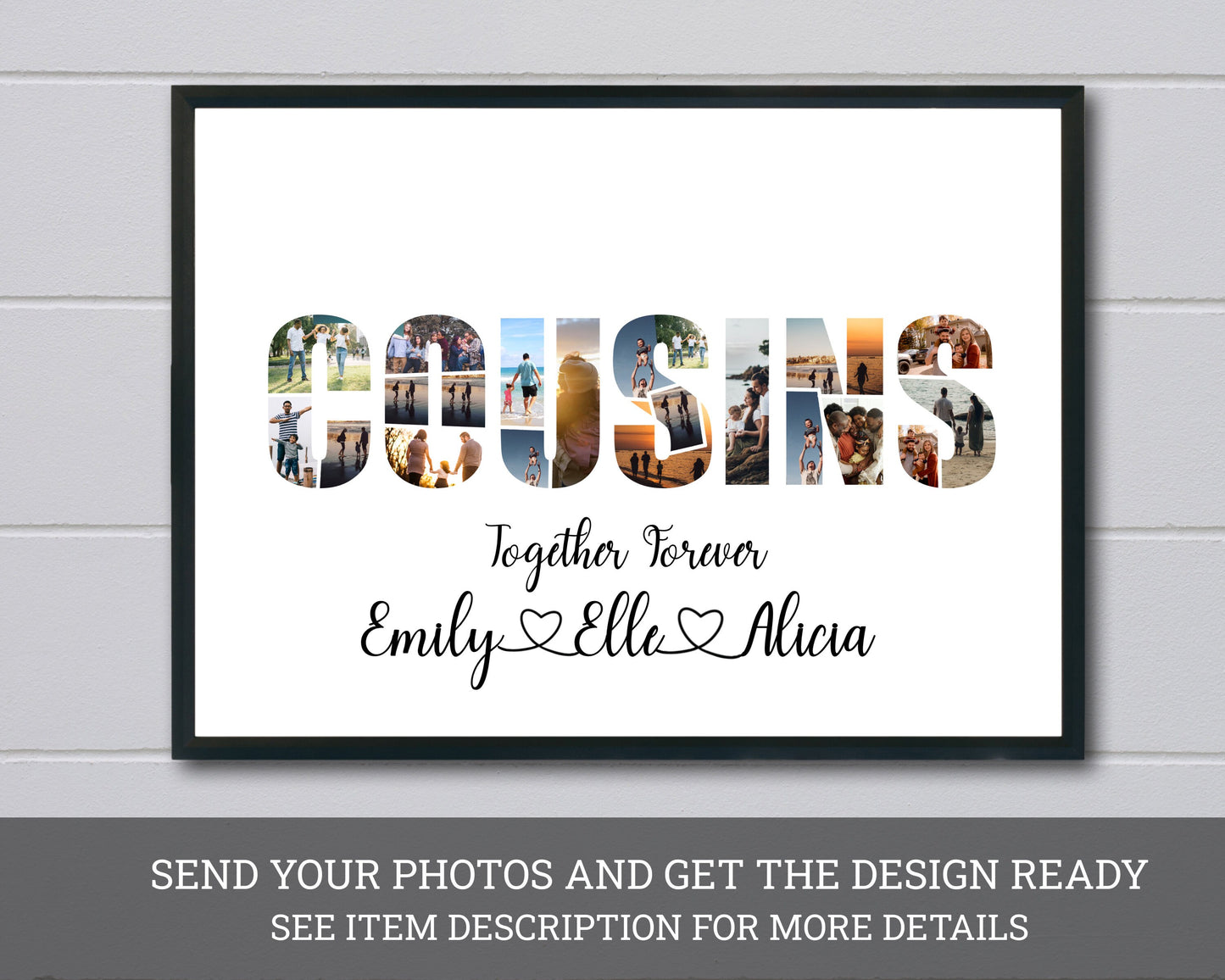 Custom Cousins Photo Collage Gift - Celebrate Family Bonds with a Personalized Keepsake
