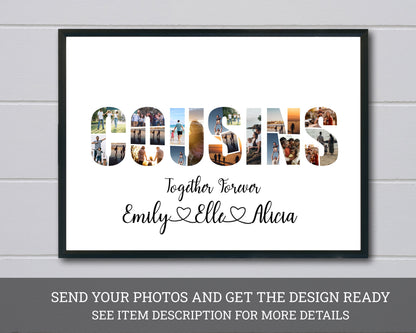 Custom Cousins Photo Collage Gift - Celebrate Family Bonds with a Personalized Keepsake