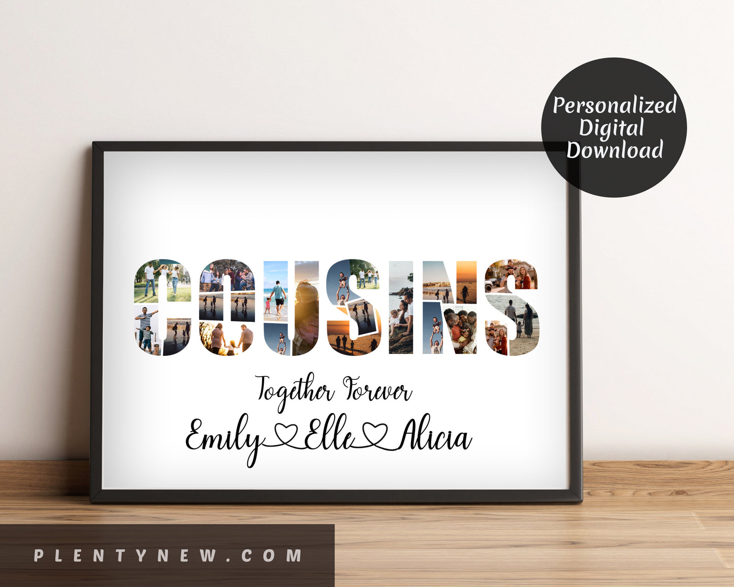 Custom Cousins Photo Collage Gift - Celebrate Family Bonds with a Personalized Keepsake
