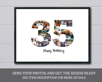 35th Birthday Photo Collage – Personalized Digital Photo Gift for Milestone Celebrations